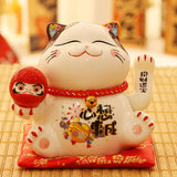 Maxbell Chinese Cat Ornaments Ceramic Statue for Yard Bedside Table Desktop Ornament Style B