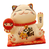Maxbell Chinese Cat Ornaments Ceramic Statue for Yard Bedside Table Desktop Ornament Style B