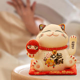 Maxbell Chinese Cat Ornaments Ceramic Statue for Yard Bedside Table Desktop Ornament Style B