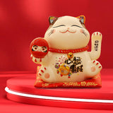 Maxbell Chinese Cat Ornaments Ceramic Statue for Yard Bedside Table Desktop Ornament Style B