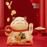 Maxbell Chinese Cat Ornaments Ceramic Statue for Yard Bedside Table Desktop Ornament Style B