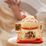 Maxbell Chinese Cat Ornaments Ceramic Statue for Yard Bedside Table Desktop Ornament Style C