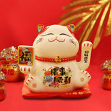 Maxbell Chinese Cat Ornaments Ceramic Statue for Yard Bedside Table Desktop Ornament Style C