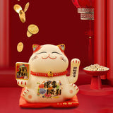 Maxbell Chinese Cat Ornaments Ceramic Statue for Yard Bedside Table Desktop Ornament Style C