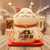Maxbell Chinese Cat Ornaments Ceramic Statue for Yard Bedside Table Desktop Ornament Style C