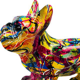 Maxbell Multicolor French Bulldog Statue Dog Sculptures Window Outdoor Artwork Resin Yellow