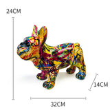 Maxbell Multicolor French Bulldog Statue Dog Sculptures Window Outdoor Artwork Resin Yellow