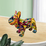 Maxbell Multicolor French Bulldog Statue Dog Sculptures Window Outdoor Artwork Resin Yellow