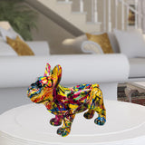 Maxbell Multicolor French Bulldog Statue Dog Sculptures Window Outdoor Artwork Resin Yellow