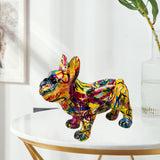Maxbell Multicolor French Bulldog Statue Dog Sculptures Window Outdoor Artwork Resin Yellow
