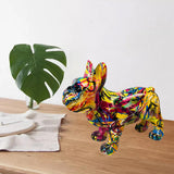 Maxbell Multicolor French Bulldog Statue Dog Sculptures Window Outdoor Artwork Resin Yellow