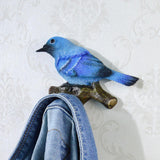 Maxbell Birds On A Branch Hanger Hanging Outdoor Tiles Resin Wall Coat Hook for Robe Blue 12x3.6x7.5cm