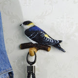 Maxbell Birds On A Branch Hanger Hanging Outdoor Tiles Resin Wall Coat Hook for Robe Black 12x3.5x6.5cm