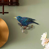 Maxbell Birds On A Branch Hanger Hanging Outdoor Tiles Resin Wall Coat Hook for Robe Dark Blue 12x3.5x7.3