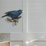 Maxbell Birds On A Branch Hanger Hanging Outdoor Tiles Resin Wall Coat Hook for Robe Dark Blue 12x3.5x7.3