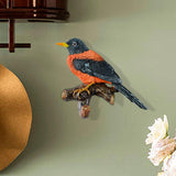 Maxbell Birds On A Branch Hanger Hanging Outdoor Tiles Resin Wall Coat Hook for Robe Orange 12x4x10cm