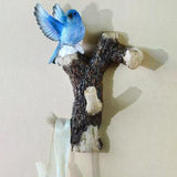 Maxbell Resin Wall Coat Hooks Door Storage Robe Headset Bag Birds On A Branch Hanger Blue 16x5.5x20cm