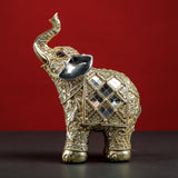 Maxbell Modern Elephant Statue Resin Figurine Collectible for Office Desktop Decor Aureate