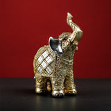 Maxbell Modern Elephant Statue Resin Figurine Collectible for Office Desktop Decor Aureate