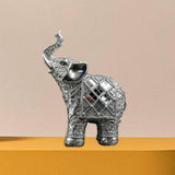 Maxbell Modern Elephant Statue Resin Figurine Collectible for Office Desktop Decor Argent