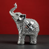 Maxbell Modern Elephant Statue Resin Figurine Collectible for Office Desktop Decor Argent