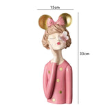 Maxbell Girls Resin Statues Figurine Sculptures Dresser Countertop Table Centerpiece Pink