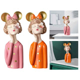 Maxbell Girls Resin Statues Figurine Sculptures Dresser Countertop Table Centerpiece Pink