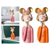 Maxbell Girls Resin Statues Figurine Sculptures Dresser Countertop Table Centerpiece Pink