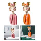 Maxbell Girls Resin Statues Figurine Sculptures Dresser Countertop Table Centerpiece Pink