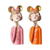 Maxbell Girls Resin Statues Figurine Sculptures Dresser Countertop Table Centerpiece Pink