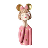 Maxbell Girls Resin Statues Figurine Sculptures Dresser Countertop Table Centerpiece Pink