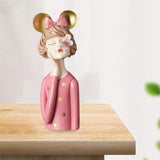 Maxbell Girls Resin Statues Figurine Sculptures Dresser Countertop Table Centerpiece Pink