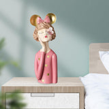 Maxbell Girls Resin Statues Figurine Sculptures Dresser Countertop Table Centerpiece Pink