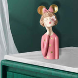 Maxbell Girls Resin Statues Figurine Sculptures Dresser Countertop Table Centerpiece Pink