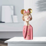 Maxbell Girls Resin Statues Figurine Sculptures Dresser Countertop Table Centerpiece Pink