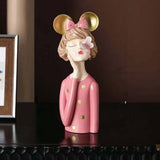 Maxbell Girls Resin Statues Figurine Sculptures Dresser Countertop Table Centerpiece Pink