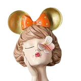 Maxbell Girls Resin Statues Figurine Sculptures Dresser Countertop Table Centerpiece Orange