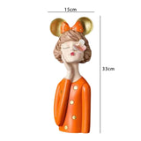 Maxbell Girls Resin Statues Figurine Sculptures Dresser Countertop Table Centerpiece Orange