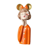 Maxbell Girls Resin Statues Figurine Sculptures Dresser Countertop Table Centerpiece Orange