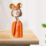 Maxbell Girls Resin Statues Figurine Sculptures Dresser Countertop Table Centerpiece Orange
