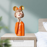 Maxbell Girls Resin Statues Figurine Sculptures Dresser Countertop Table Centerpiece Orange