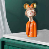 Maxbell Girls Resin Statues Figurine Sculptures Dresser Countertop Table Centerpiece Orange