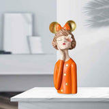 Maxbell Girls Resin Statues Figurine Sculptures Dresser Countertop Table Centerpiece Orange