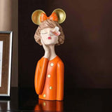 Maxbell Girls Resin Statues Figurine Sculptures Dresser Countertop Table Centerpiece Orange