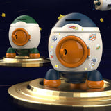 Maxbell Cartoon Rocket Statue Money Bank Tabletop Sculpture Display for Bedroom Blue Orange