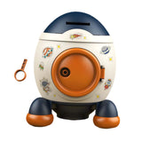 Maxbell Cartoon Rocket Statue Money Bank Tabletop Sculpture Display for Bedroom Blue Orange