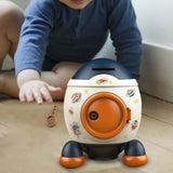 Maxbell Cartoon Rocket Statue Money Bank Tabletop Sculpture Display for Bedroom Blue Orange