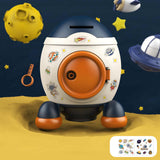 Maxbell Cartoon Rocket Statue Money Bank Tabletop Sculpture Display for Bedroom Blue Orange