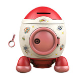 Maxbell Cartoon Rocket Statue Money Bank Tabletop Sculpture Display for Bedroom Red Color Pink