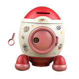 Maxbell Cartoon Rocket Statue Money Bank Tabletop Sculpture Display for Bedroom Red Color Pink